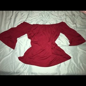 Red or Black off the shoulders Flowy Blouse